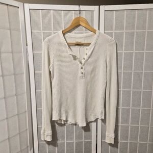 Faherty Waffle Knit Sweater Top Sz M